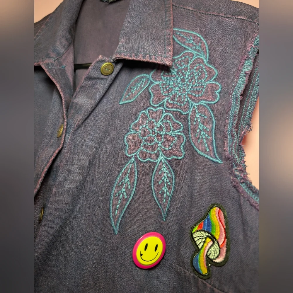 Nirvana Upcycled Purple Denim Vest - Picture 5 of 9